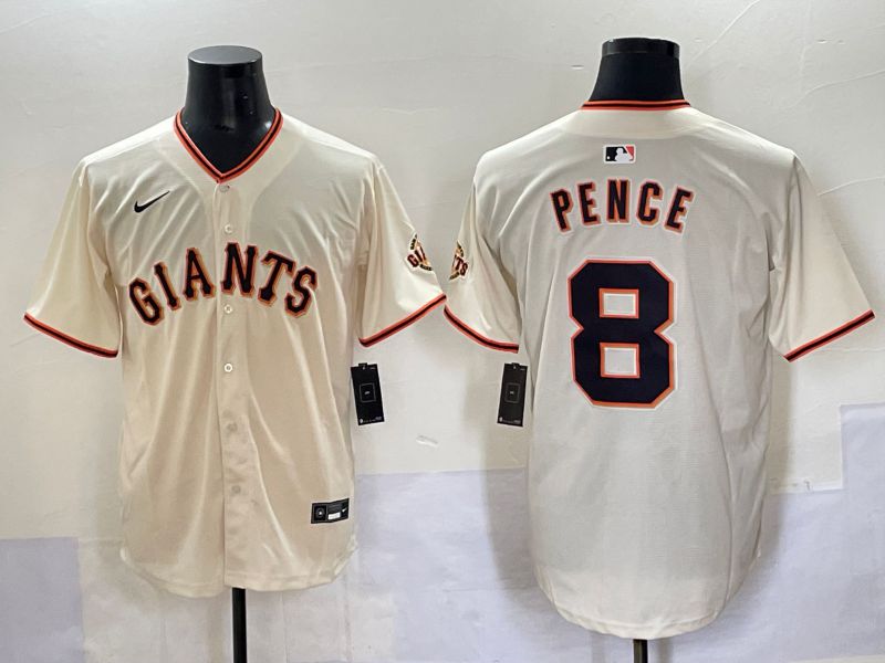 Men 2025 San Francisco Giants 8 Pence Cream Game Nike MLB Jersey style 1